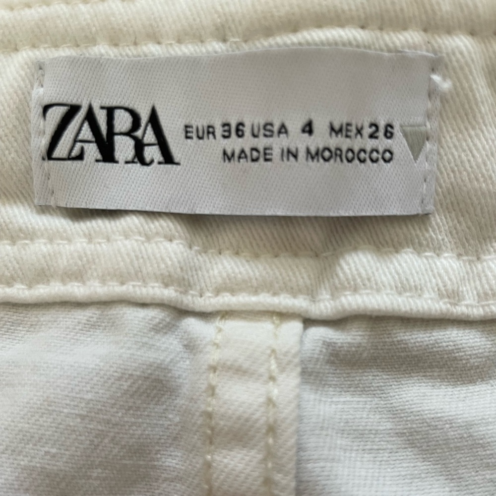 Zara | Neutral white cargo pants wide leg slouchy size 4 - Picture 6 of 10